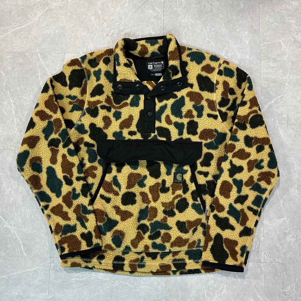 Carhartt Relaxed Fit Sherpa Fleece Camo Pullover OJ4991-M Mens Small
